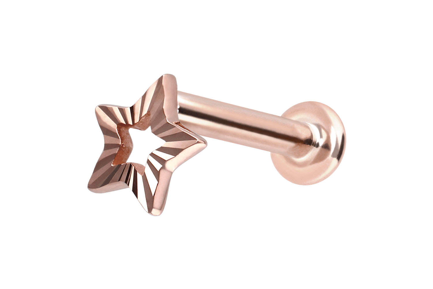 14 Karat Gold Labret Piercing mit Push Fit STERN
